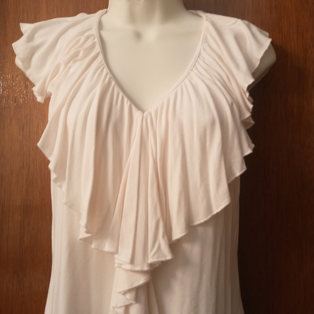 Boston Proper Cream Ruffled top S - Picture 3 of 7